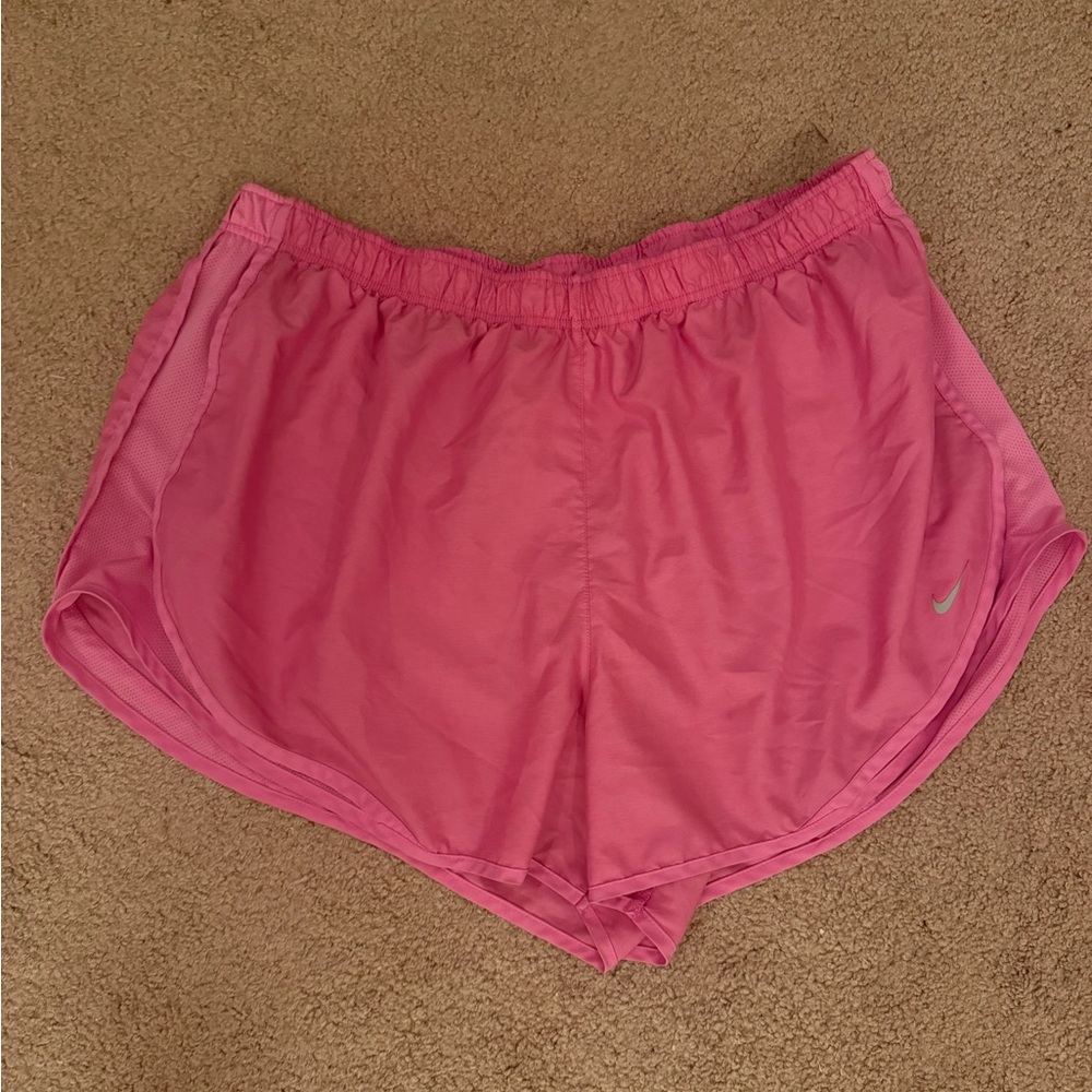 Nike Women's Bright Pink Running Shorts with Mesh Panels